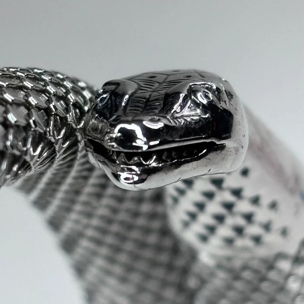 Vintage Whiting & Davis Silver Mesh Snake Wrap Belt Womens OS Flexible Serpent
